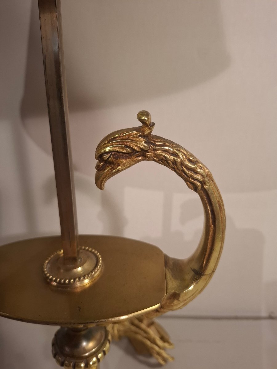 Lampe bouillotte en bronze doré à tête de griffon, époque XXème siècle.-photo-3