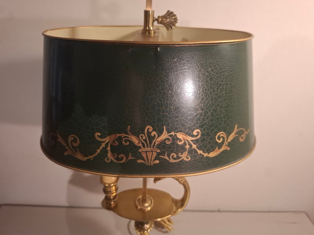 Lampe bouillotte en bronze doré à tête de griffon, époque XXème siècle.-photo-2