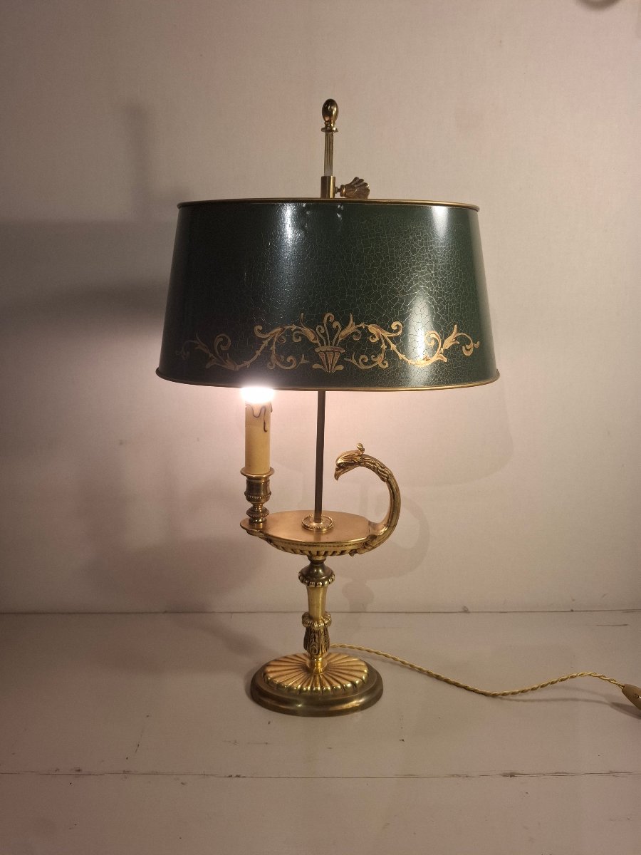 Lampe bouillotte en bronze doré à tête de griffon, époque XXème siècle.-photo-8