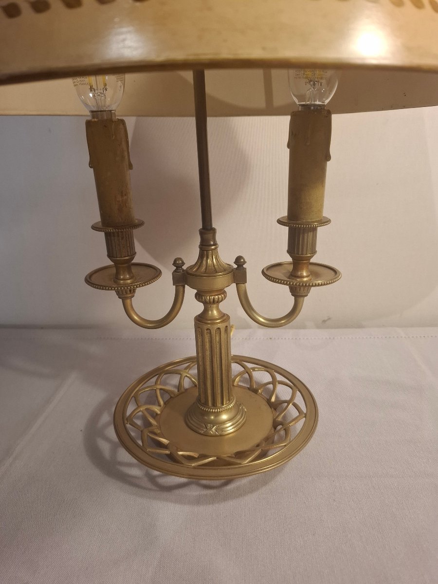 Lampe bouillotte en bronze à deux lumières de style Louis XVI-photo-3