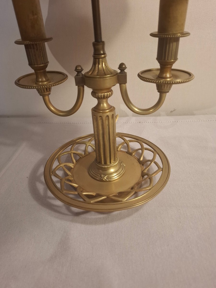Lampe bouillotte en bronze à deux lumières de style Louis XVI-photo-4