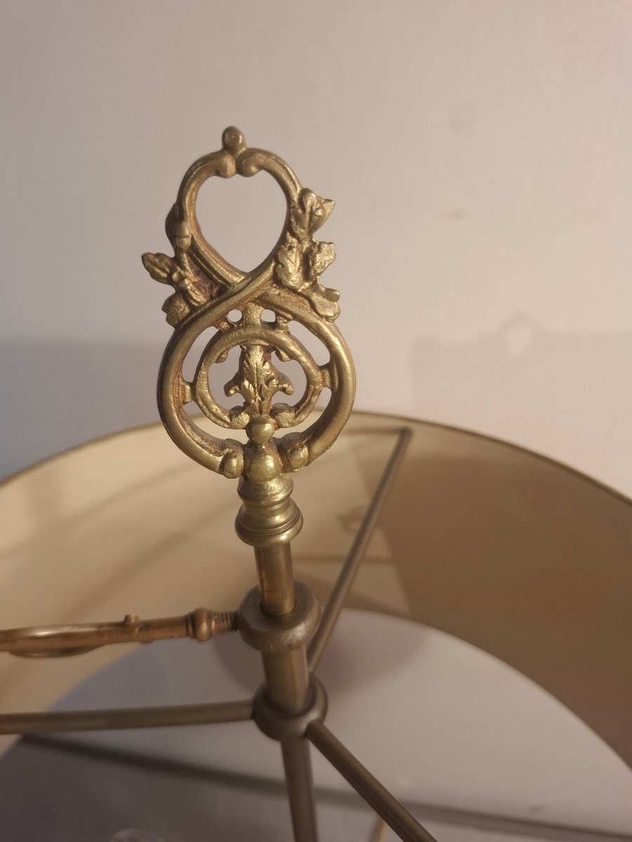 Lampe bouillotte en bronze à deux lumières de style Louis XVI-photo-2