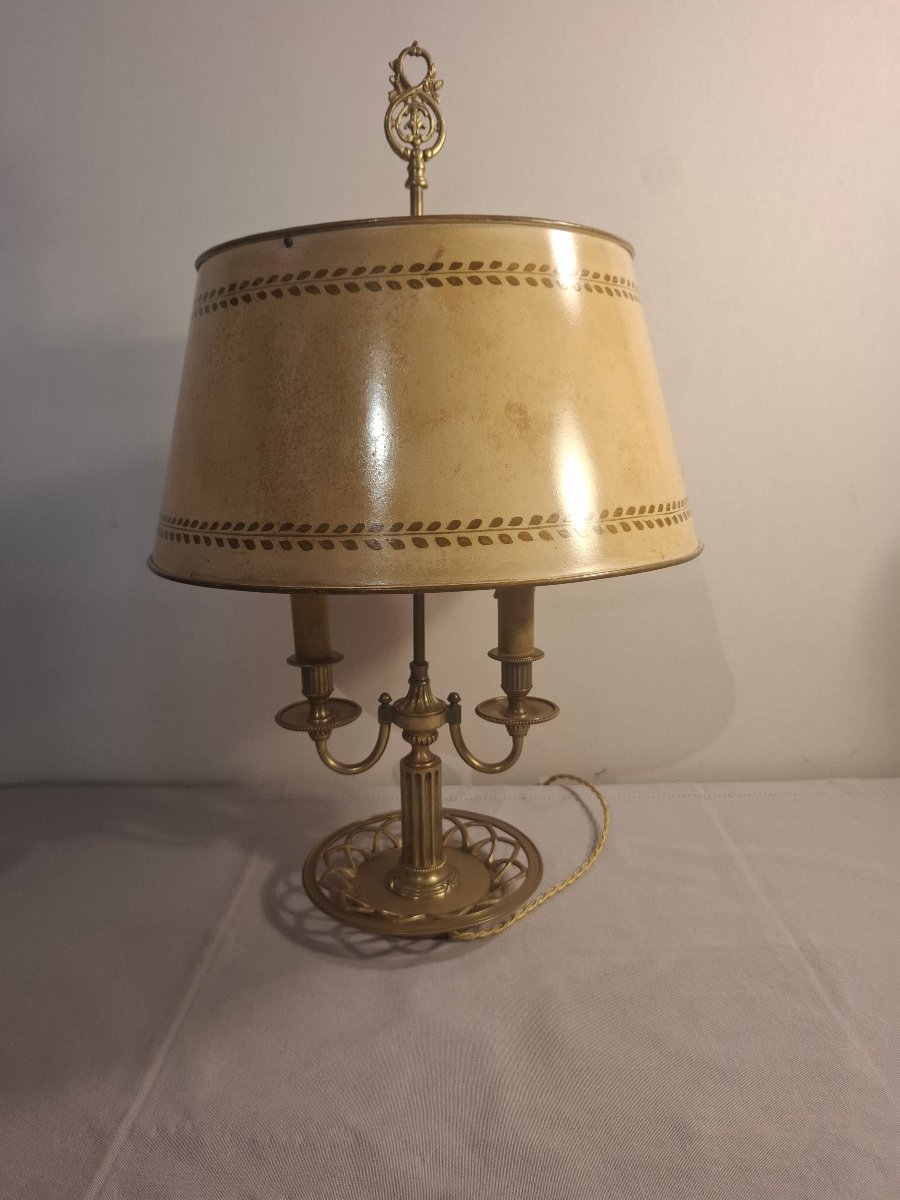 Lampe bouillotte en bronze à deux lumières de style Louis XVI-photo-4