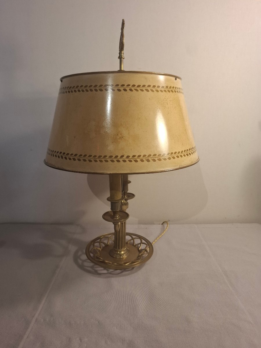 Lampe bouillotte en bronze à deux lumières de style Louis XVI-photo-5