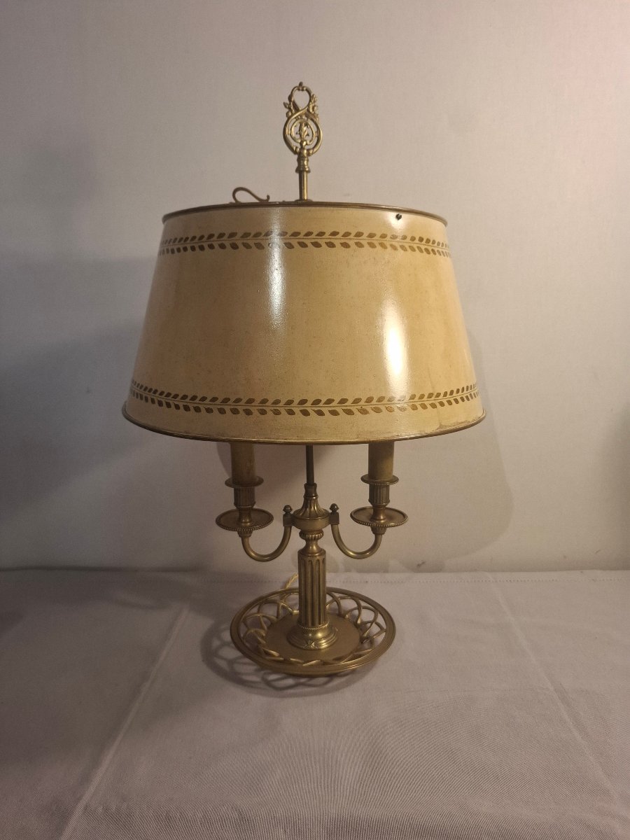 Lampe bouillotte en bronze à deux lumières de style Louis XVI-photo-6