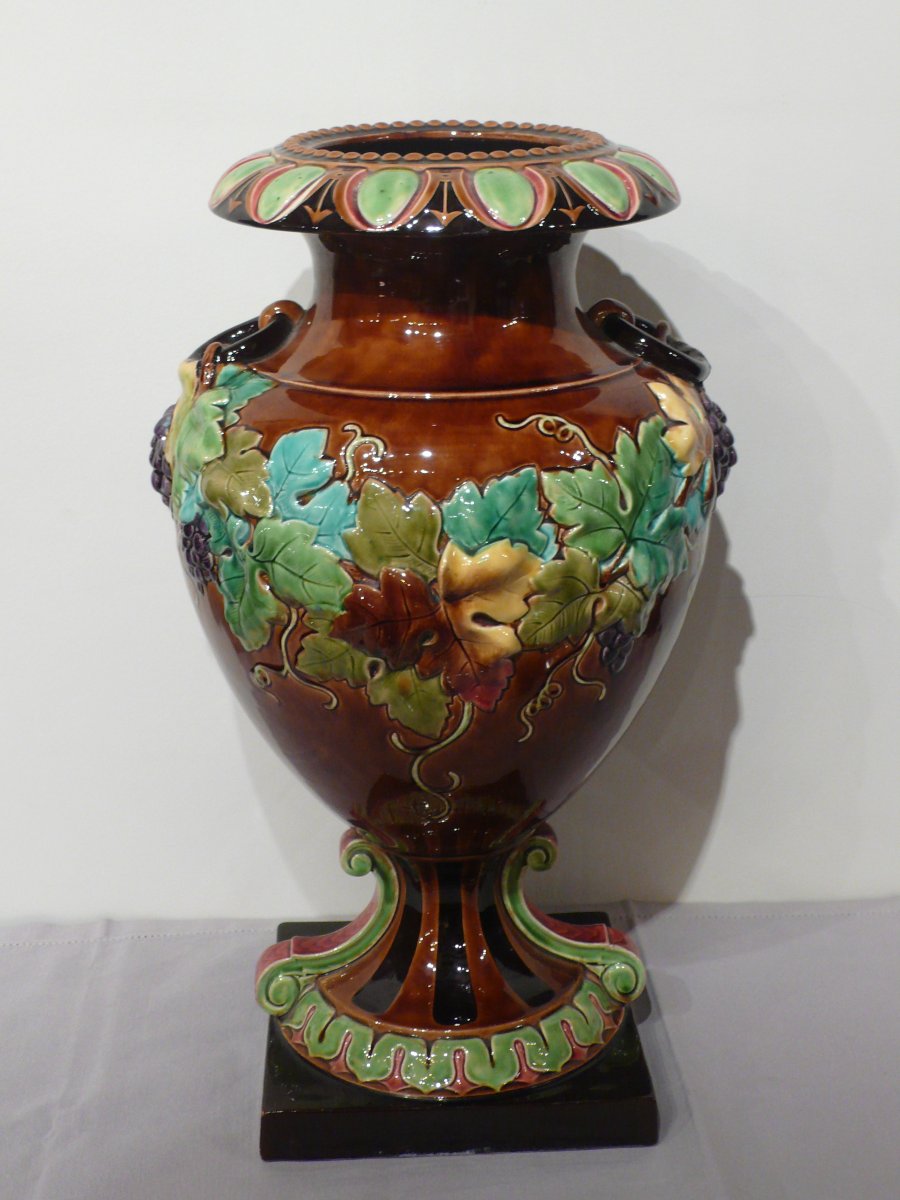 Large Sarreguemines Earthenware Vase.
