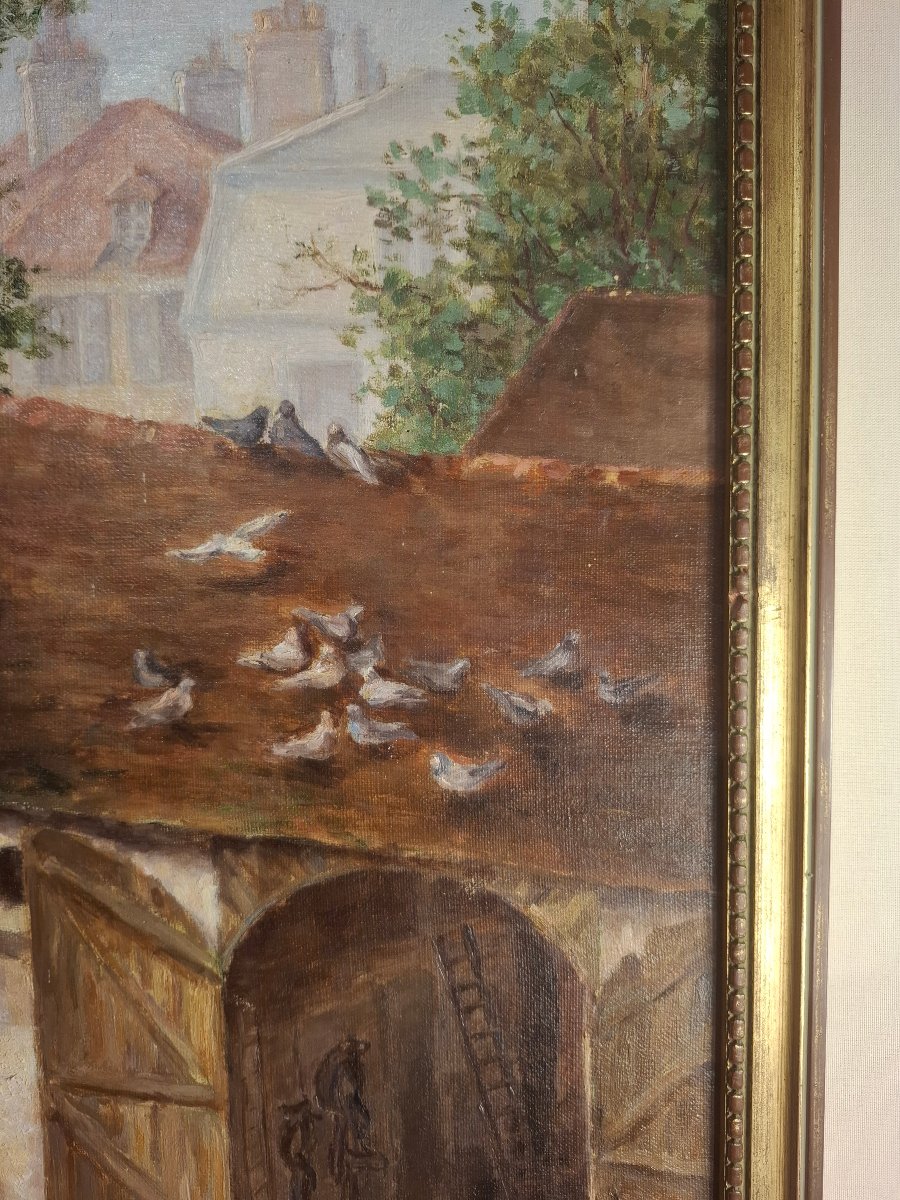Oil On Canvas Depicting A 20th-century Farmyard.-photo-1