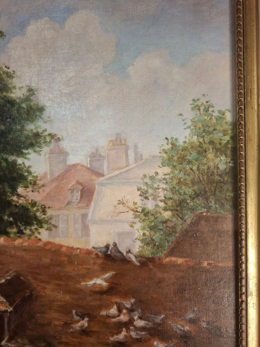 Oil On Canvas Depicting A 20th-century Farmyard.-photo-2