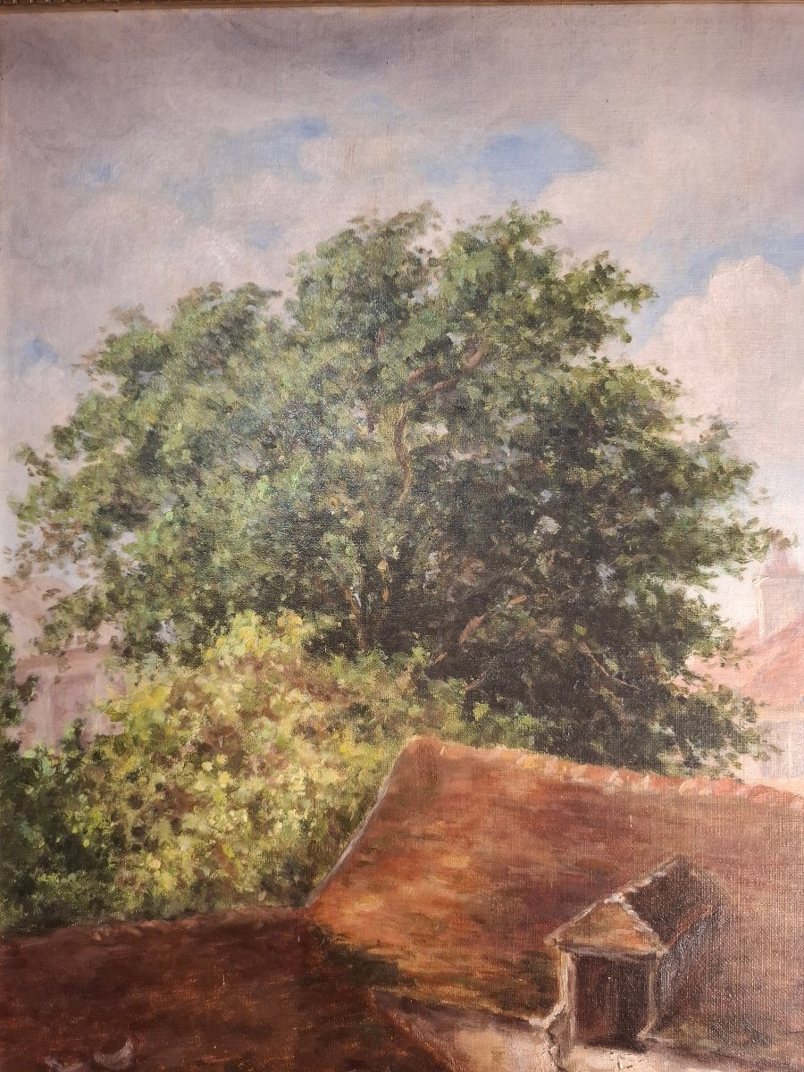 Oil On Canvas Depicting A 20th-century Farmyard.-photo-3
