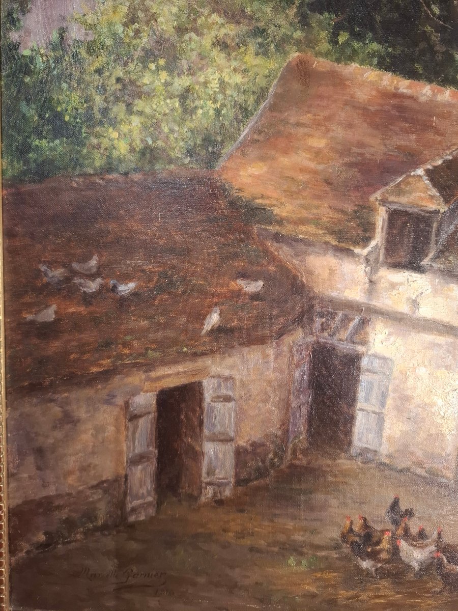 Oil On Canvas Depicting A 20th-century Farmyard.-photo-5