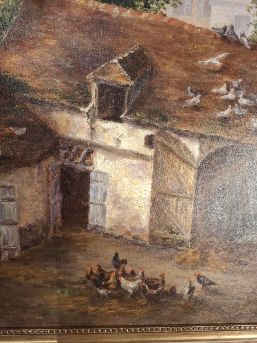 Oil On Canvas Depicting A 20th-century Farmyard.-photo-6