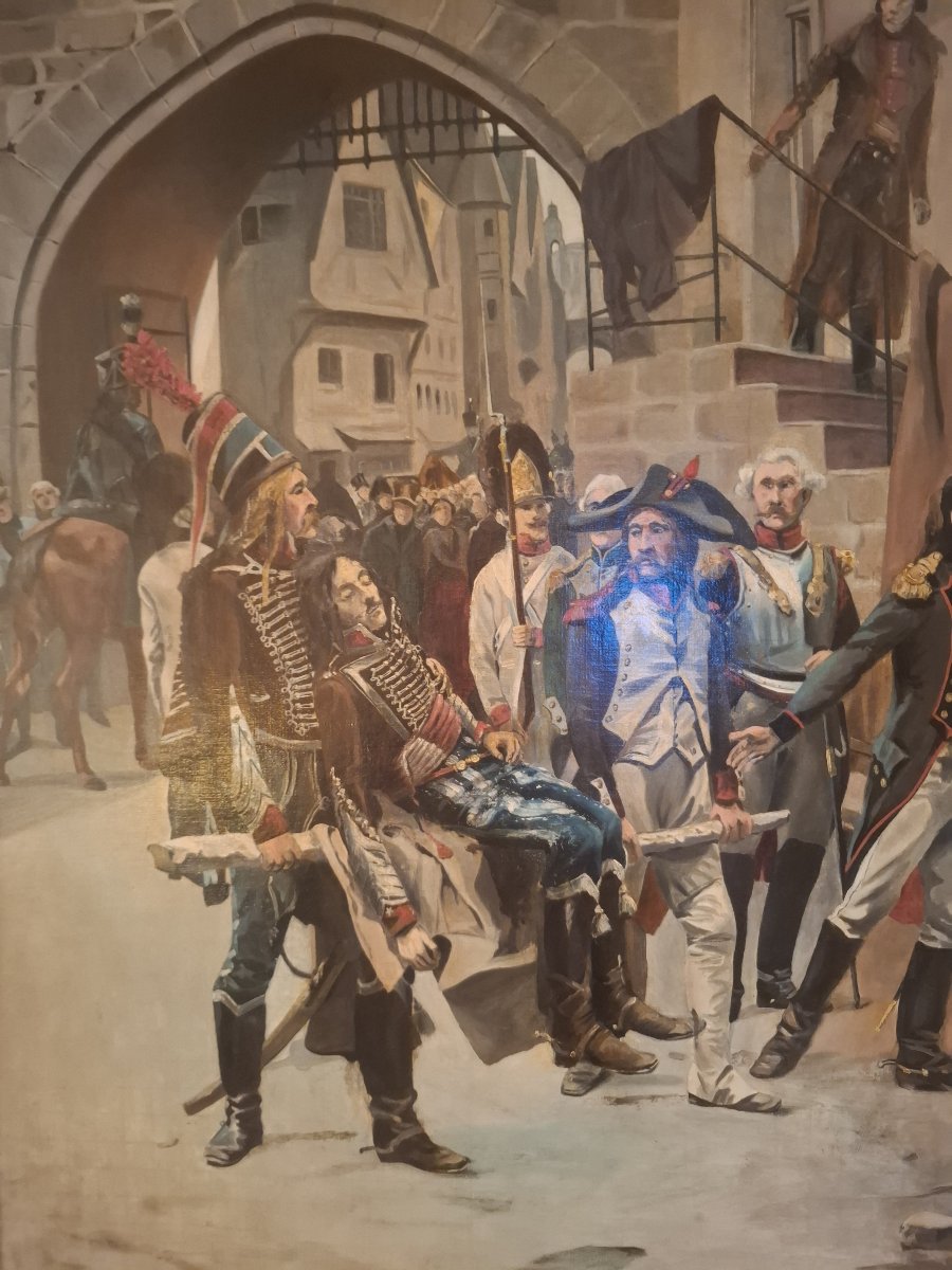 Painting Depicting The Death Of General Marceau, Signed "e. Boutigny," 19th Century.-photo-2