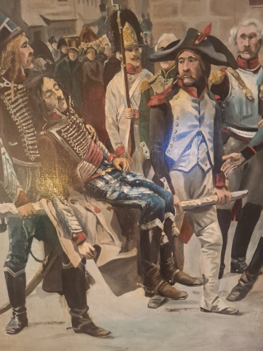 Painting Depicting The Death Of General Marceau, Signed "e. Boutigny," 19th Century.-photo-3