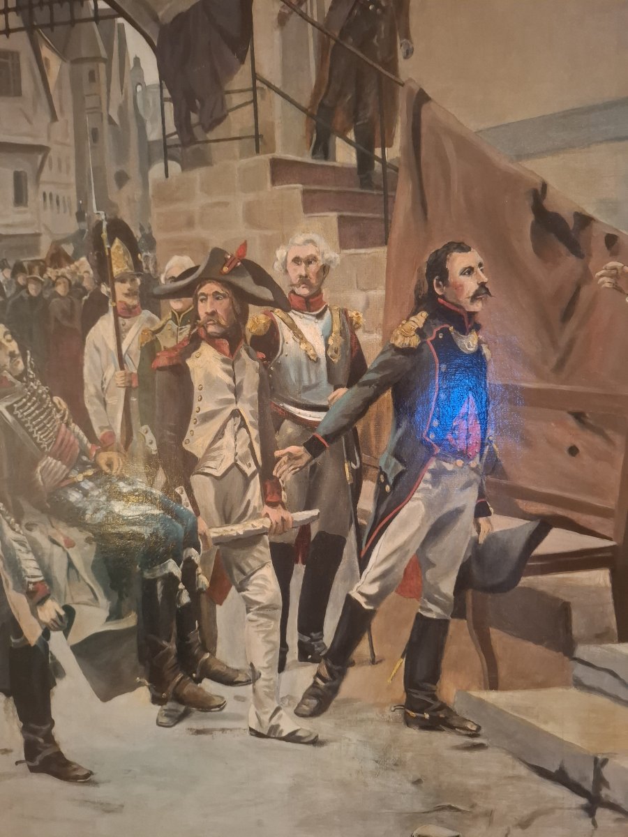 Painting Depicting The Death Of General Marceau, Signed "e. Boutigny," 19th Century.-photo-4