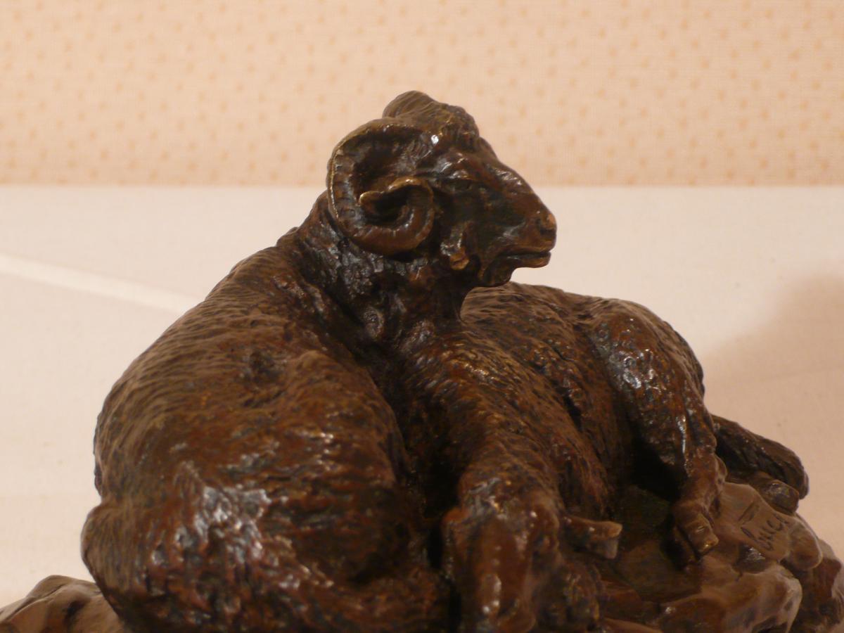 Bronze Representative Sheep Signed Guci.-photo-5