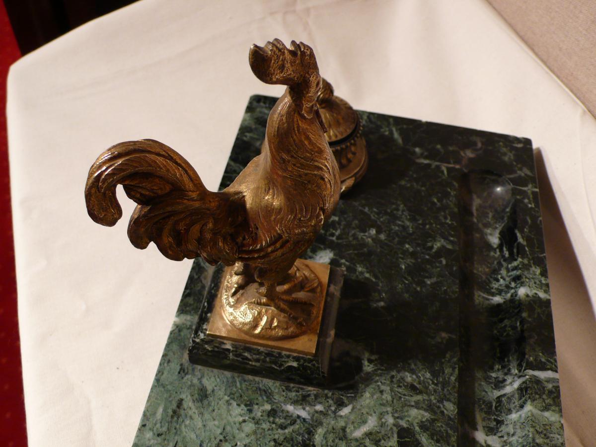 Inkwell In Marble And Gilt Bronze Signed G. Quesnel.-photo-4