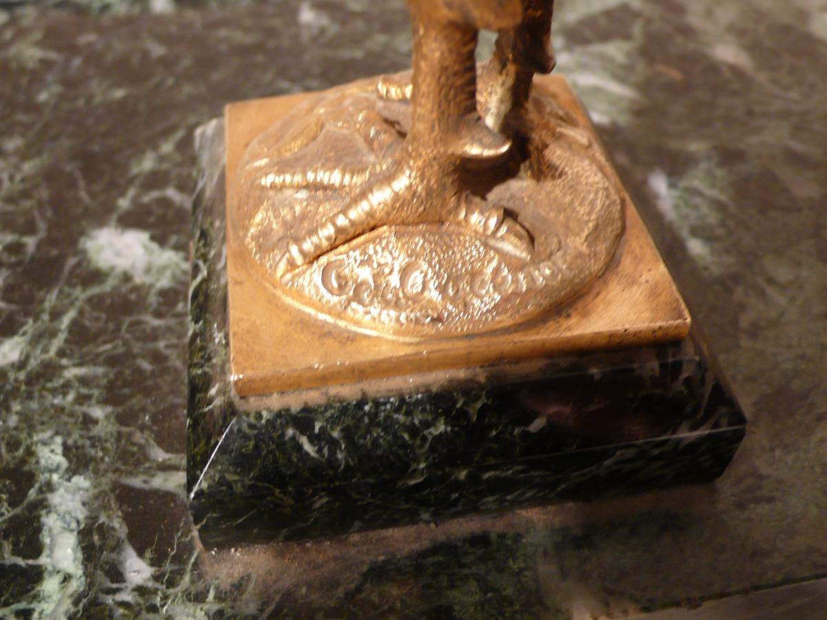 Inkwell In Marble And Gilt Bronze Signed G. Quesnel.-photo-3