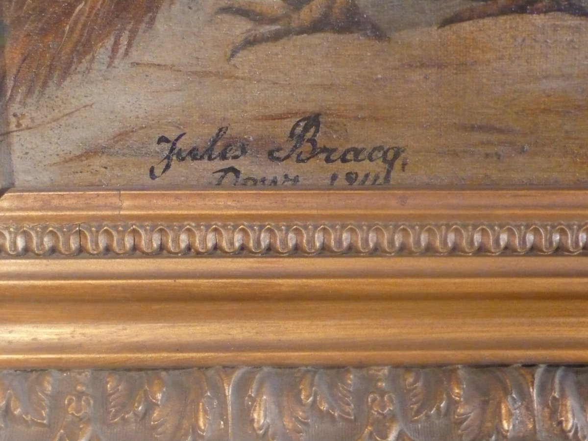 Table Representing A Peacock, A Rooster And A Turkey Signed Jules Bracq.-photo-3