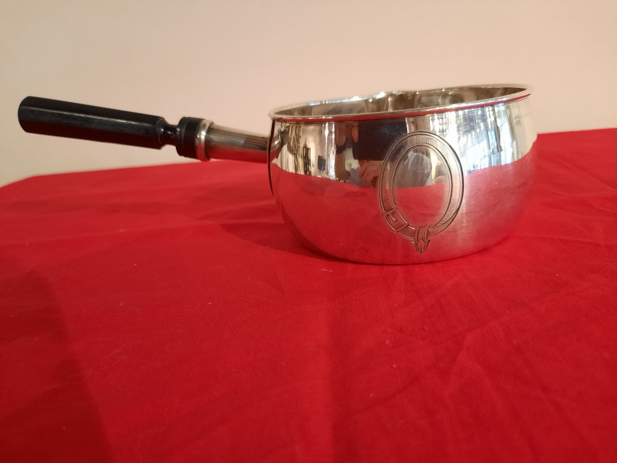 Small Casserole In Silver, XIXth Century.