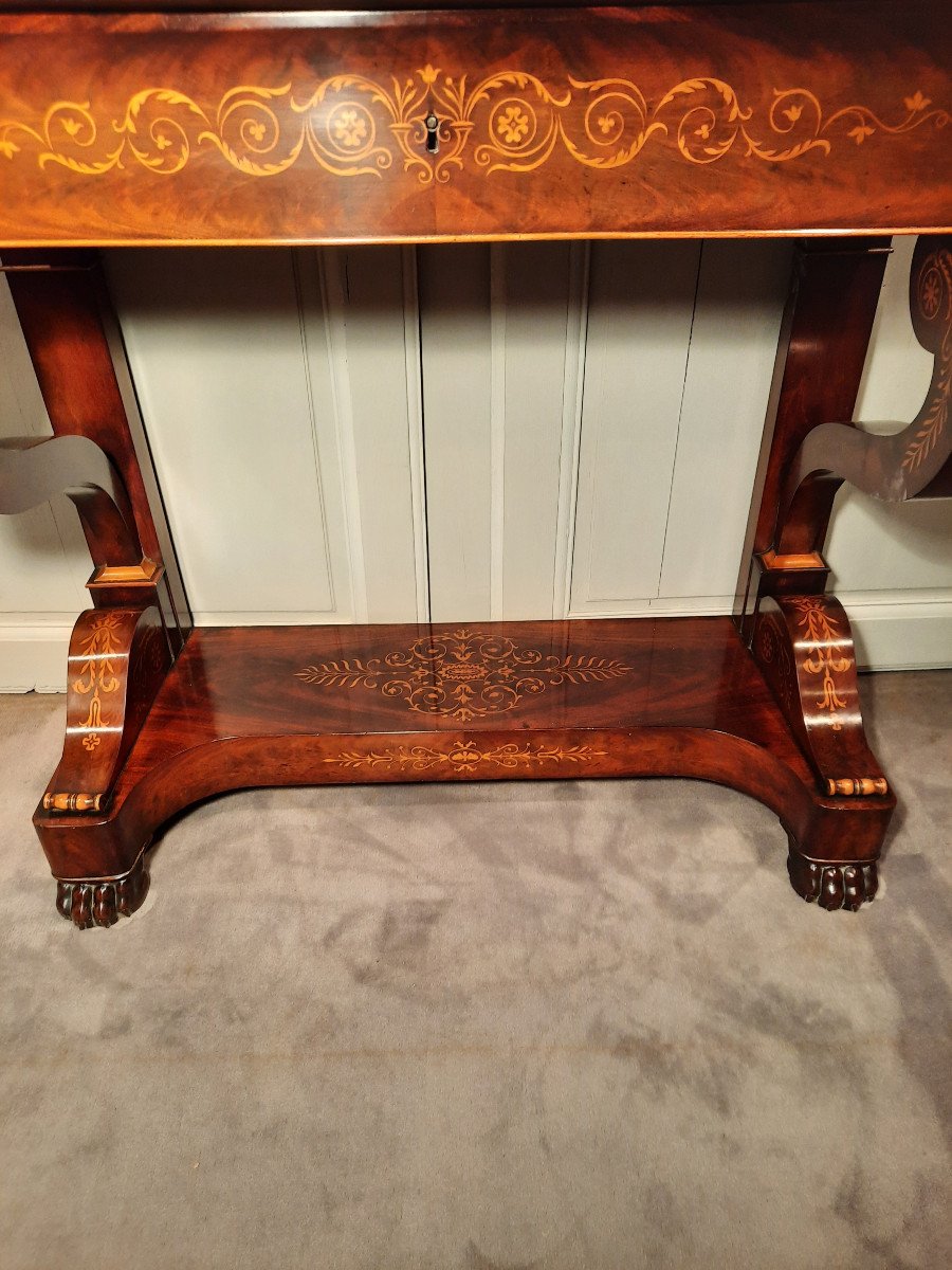 Charles X Period Console In Mahogany And Sycamore.-photo-4