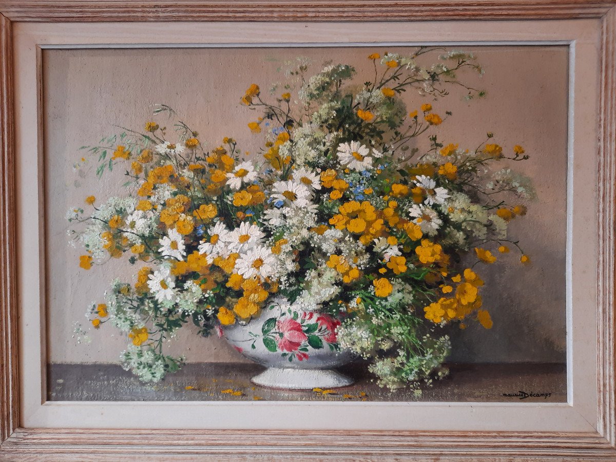 Tableau De Fleurs Signé Maurice Décamps-photo-2