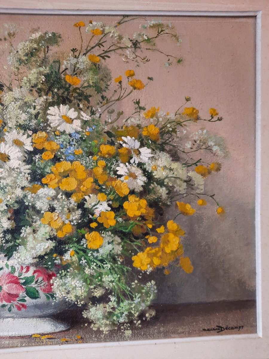 Tableau De Fleurs Signé Maurice Décamps-photo-4