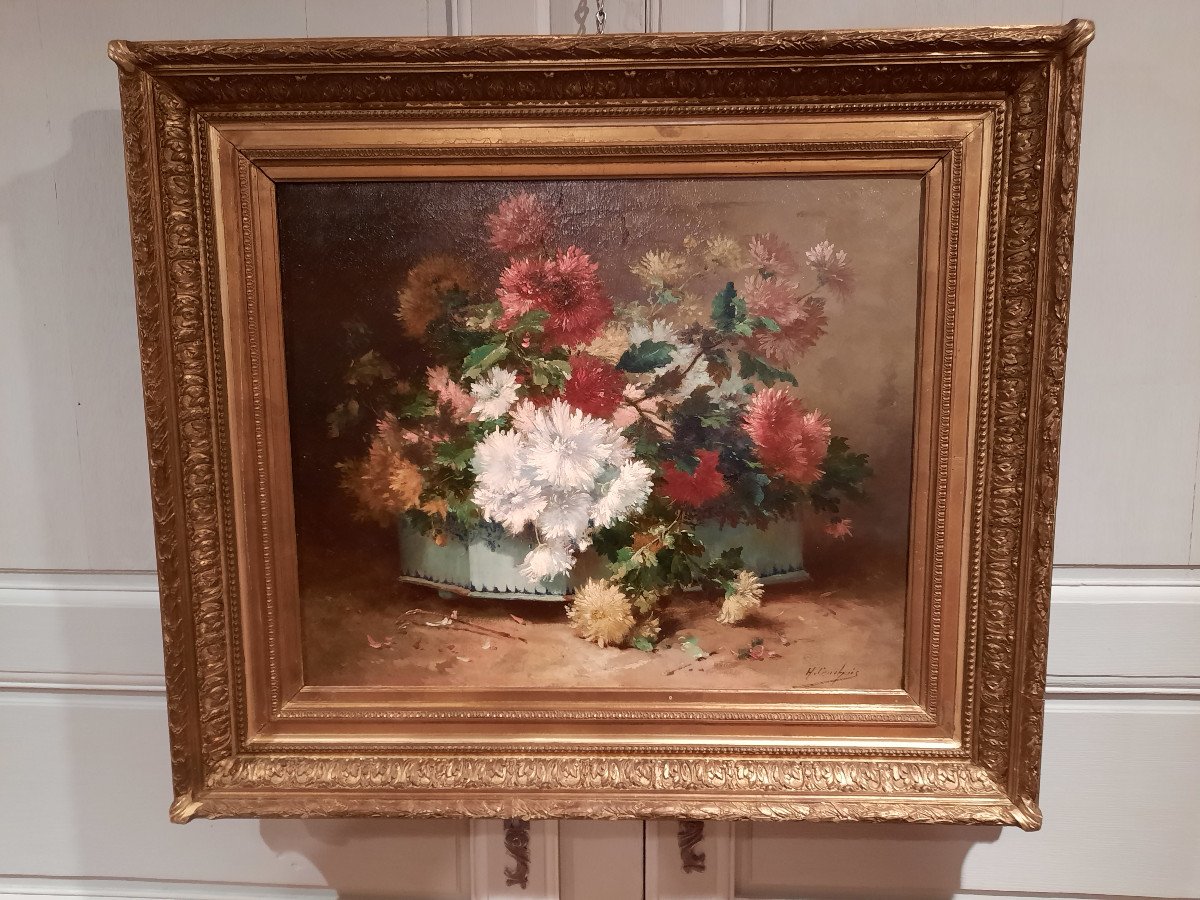 Tableau De Fleurs D’époque XIXème Siècle Signé H. Cauchois.-photo-2