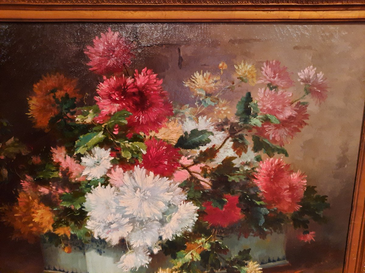 Tableau De Fleurs D’époque XIXème Siècle Signé H. Cauchois.-photo-4
