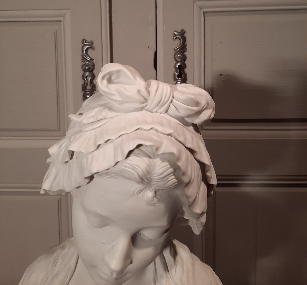 Buste De Jeune Fille En Biscuit D’après Hippolyte Moreau.-photo-4