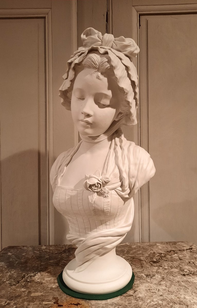 Buste De Jeune Fille En Biscuit D’après Hippolyte Moreau.