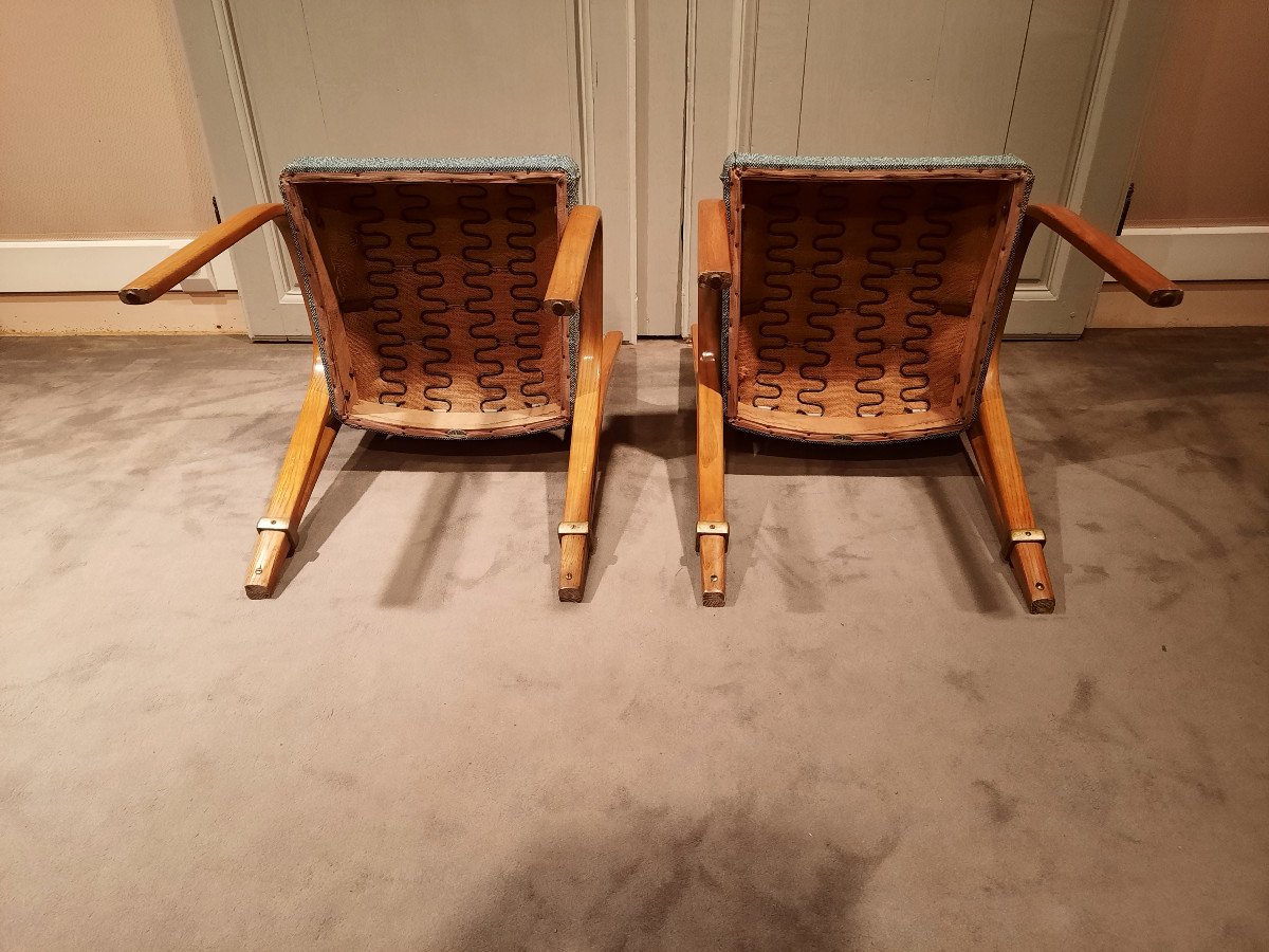 Fauteuils Et Chaises Vintage Bow Wood En Frêne, Par Wilhem Von Bode Circa 1950.-photo-6