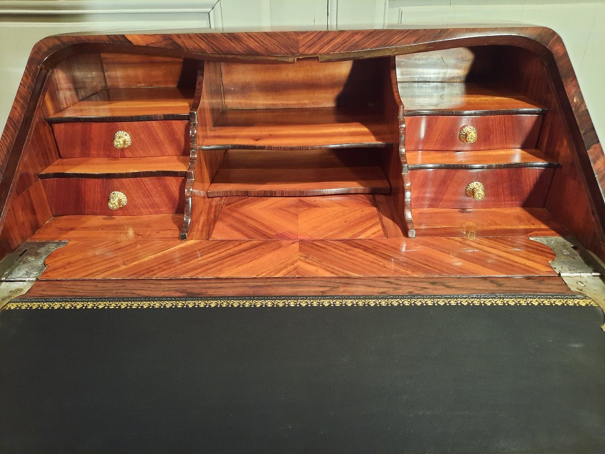 Bureau De Pente Louis XV En Palissandre D’époque XVIIIème Siècle.-photo-1