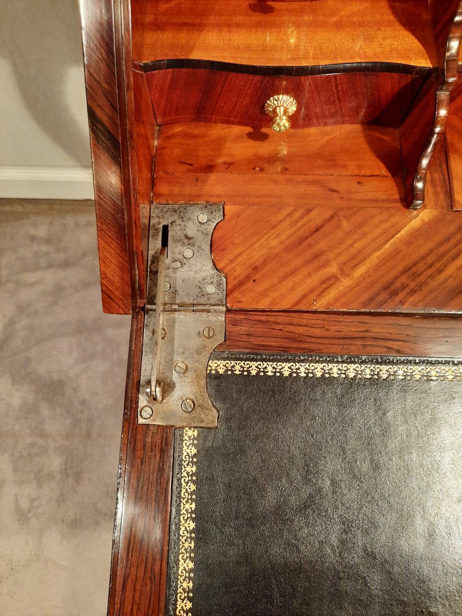 Bureau De Pente Louis XV En Palissandre D’époque XVIIIème Siècle.-photo-2