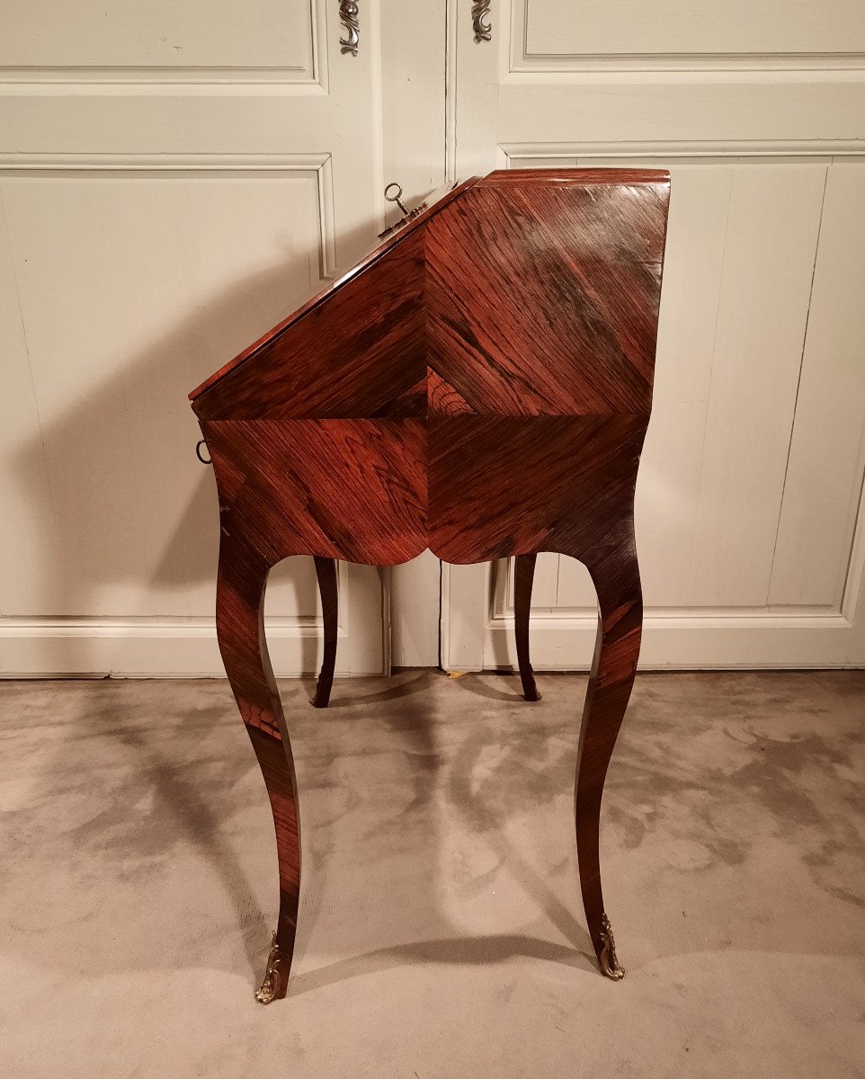 Bureau De Pente Louis XV En Palissandre D’époque XVIIIème Siècle.-photo-3