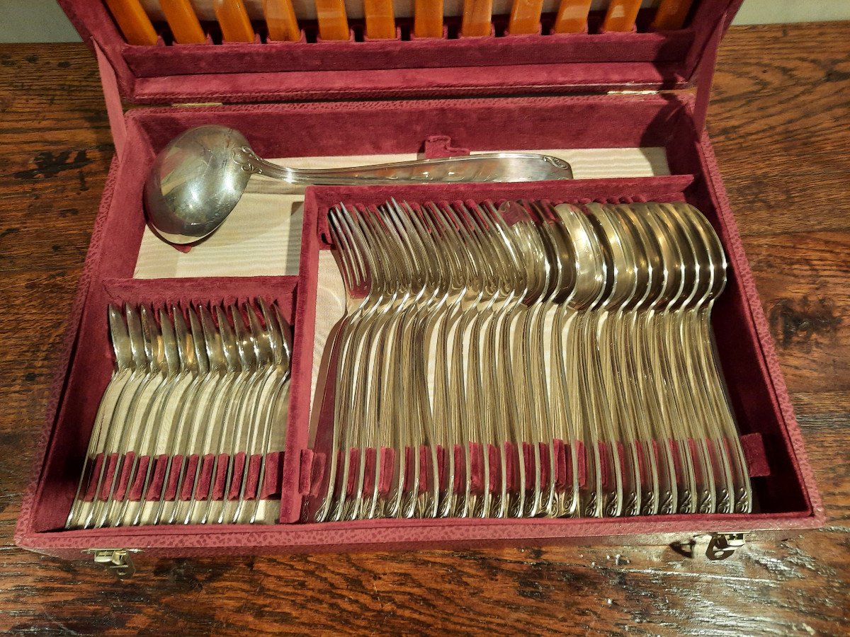 20th Century Silver Metal Cutlery Set, Circa 1930.-photo-3