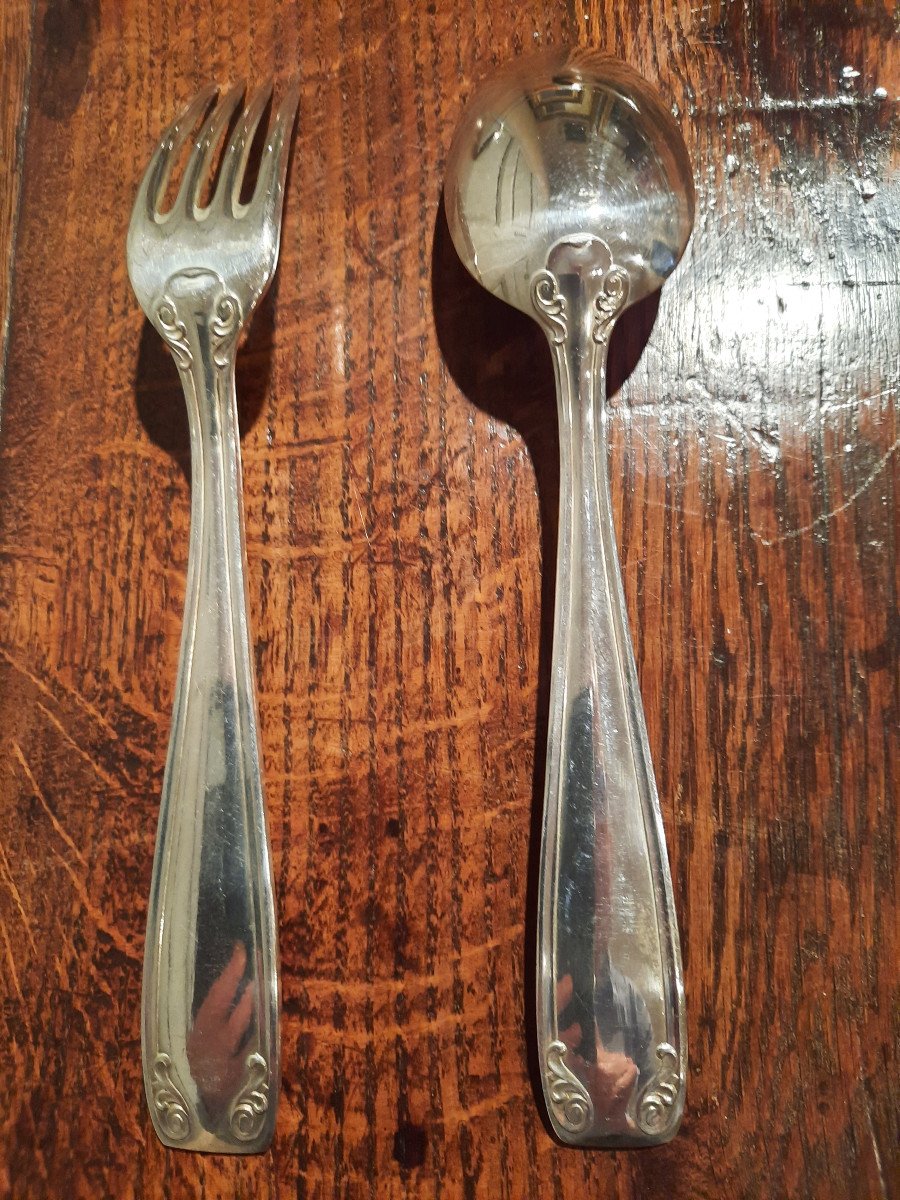 20th Century Silver Metal Cutlery Set, Circa 1930.-photo-1