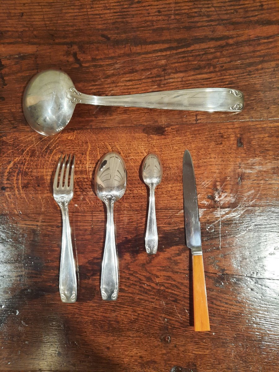 20th Century Silver Metal Cutlery Set, Circa 1930.-photo-3