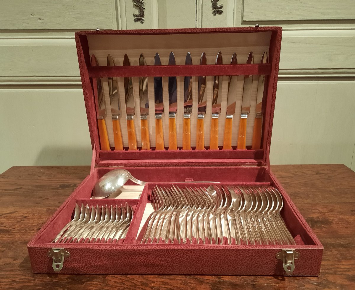 20th Century Silver Metal Cutlery Set, Circa 1930.