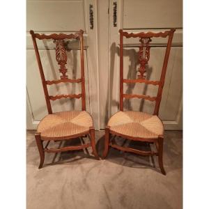 Pair Of Low Changing Chairs In Cherry From The XIXth Century.