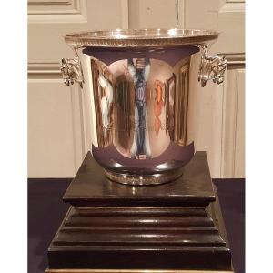 Champagne Bucket In Silver Metal Signed Louis Roederer, From The 20th Century.