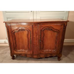 Louis XV Curved Buffet In Cherry Wood, From The 18th Century.