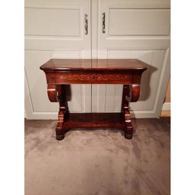 Charles X Period Console In Mahogany And Sycamore.