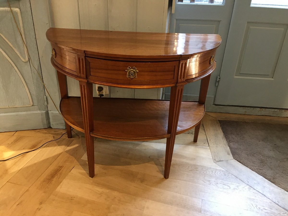 Half-moon Console Table L.xvi Walnut 18 Eme-photo-2