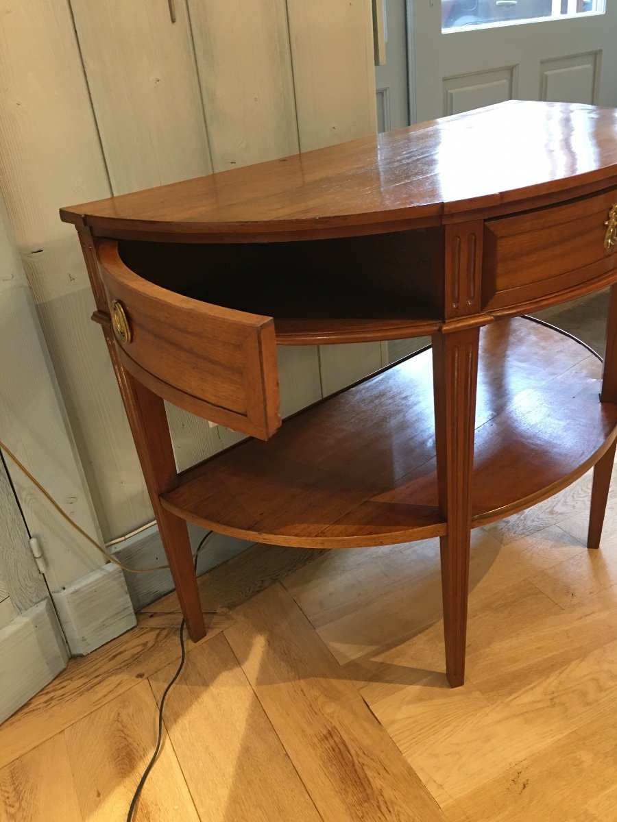 Half-moon Console Table L.xvi Walnut 18 Eme-photo-4