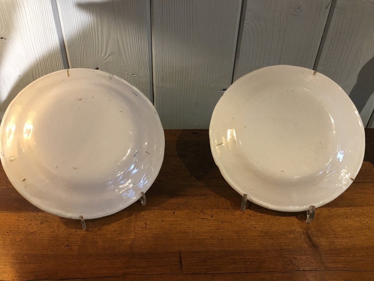 Pair Of Moustiers Earthenware Plates 18 Eme-photo-2
