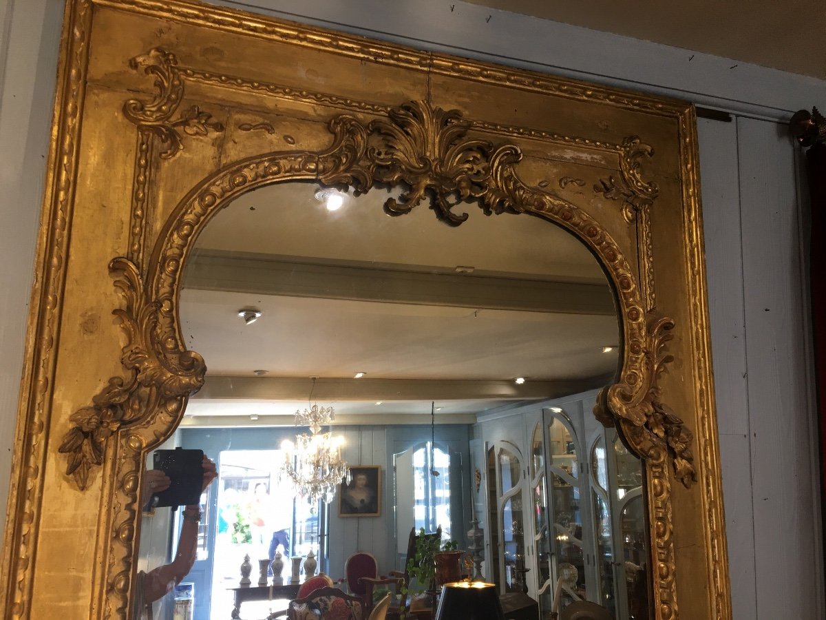 Important Woodwork Mirror Golden Wood Epoque 18 Eme-photo-2