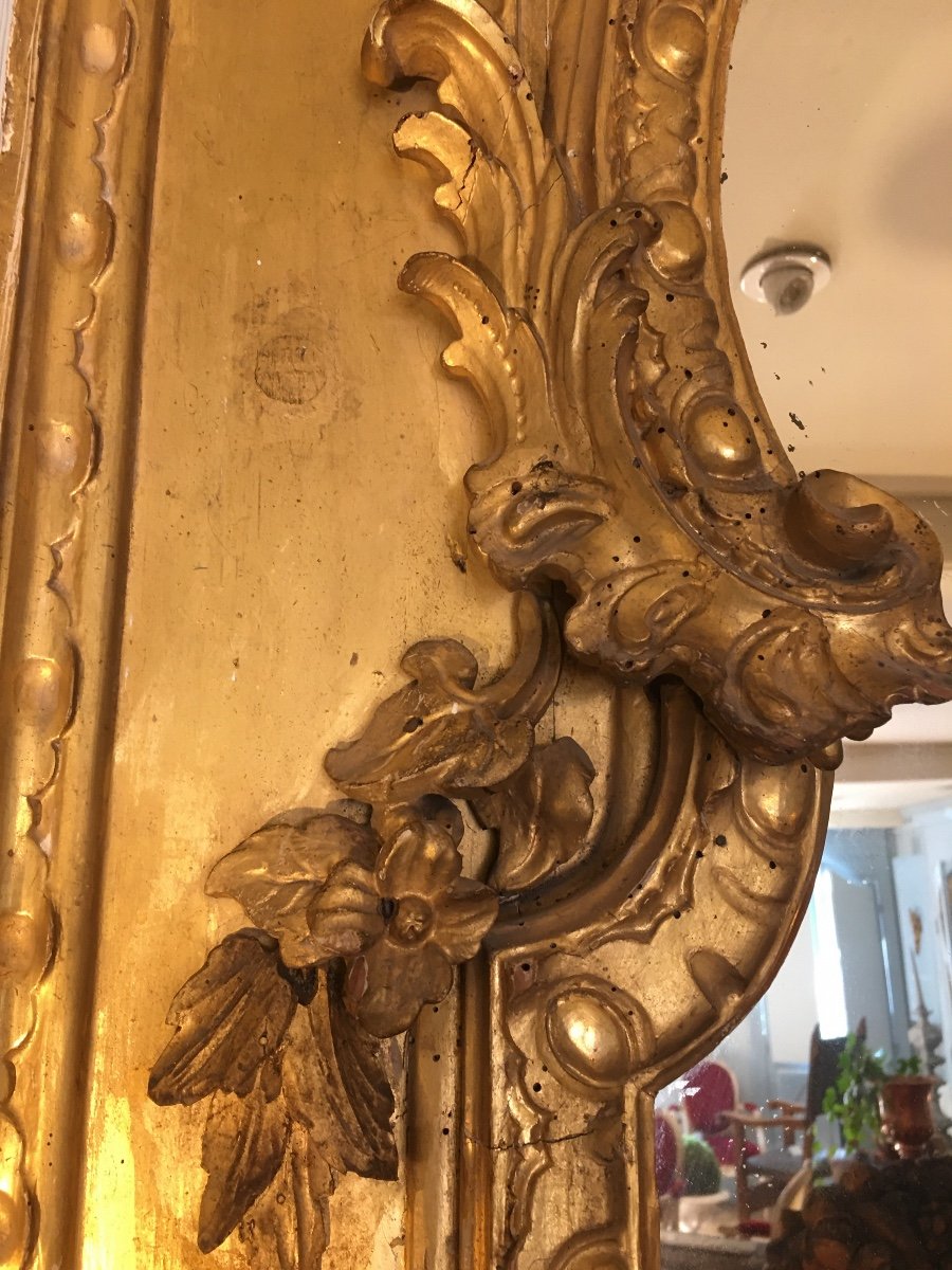 Important Woodwork Mirror Golden Wood Epoque 18 Eme-photo-3