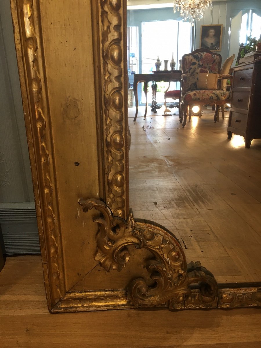 Important Woodwork Mirror Golden Wood Epoque 18 Eme-photo-1