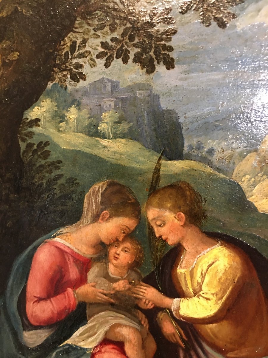 Huile/sur/cuivre Vierge à L’enfant Epoque XVII Eme-photo-3