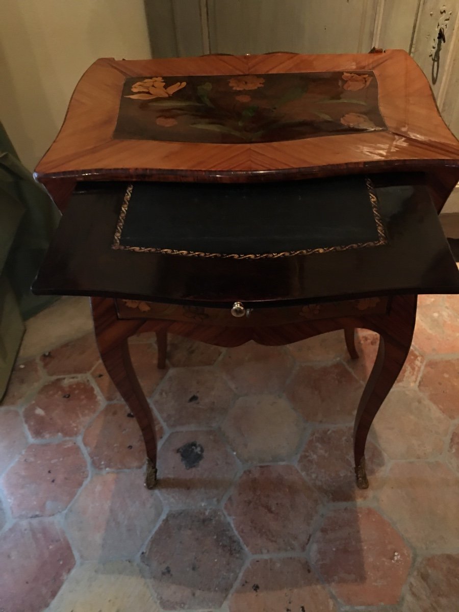Small Louis XV Marquetry Table 18th-photo-3